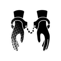 handcuffed hands black hand drawn icon in halftone texture vector