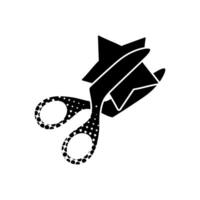 Star cutting scissor black hand drawn icon in halftone texture style vector