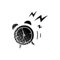 Alarm clock black hand drawn icon in halftone texture style vector