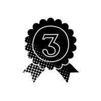 Medals number 3 black hand drawn icon in halftone texture style vector