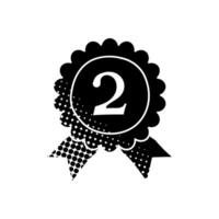 Medals number 2 black hand drawn icon in halftone texture style vector