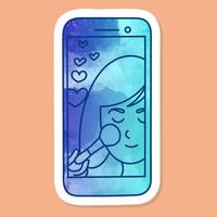Beauty make up online tutorial color sticker vector
