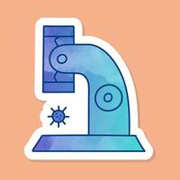 Virus under microscope color sticker vector