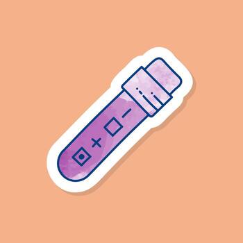 Lab testing tube with positive and negative result color sticker vector