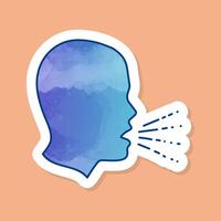 Man coughing color sticker vector