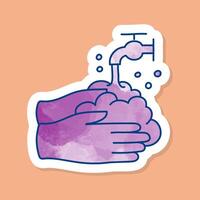 Hand washing color sticker vector