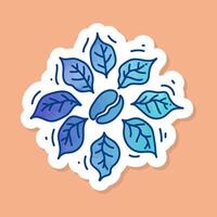 Coffee bean and leaves logotype sticker vector