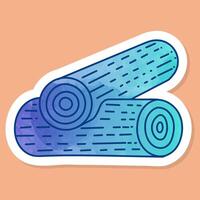 Cabin wood log corner stack color sticker vector