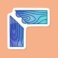 Corner wood joint using biscuit color sticker vector