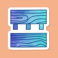 Wood pieces joint using dowels color sticker vector