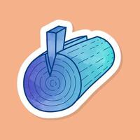 Wood timber log splitting wedge color sticker vector