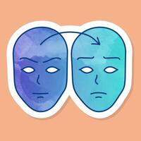 Deep fake icon face swap color sticker vector