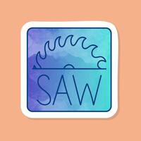 Woodworking table saw color sticker vector