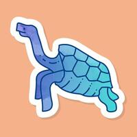 Galapagos giant tortoise color sticker walking vector