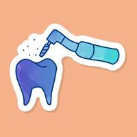 Dentist tooth drill color sticker vector