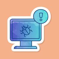 Computer bug color sticker style vector