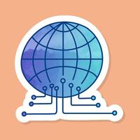 Cyber world icon metaverse color sticker vector