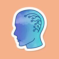 Artificial intelligence human head color sticker vector