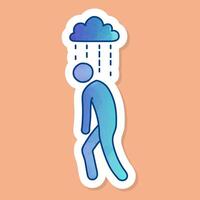 Mental health icon depression color sticker vector