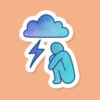 Mental health icon depression color sticker with weights vector