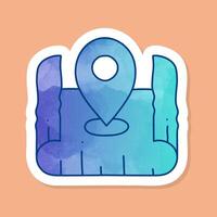 color sticker map pin on curled paper icon vector