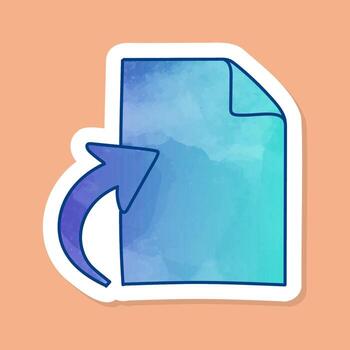 Upload document color sticker vector