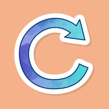 Clockwise rotating arrow color sticker vector