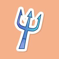 Poseidon trident color sticker vector