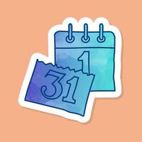 New year calendar color sticker vector