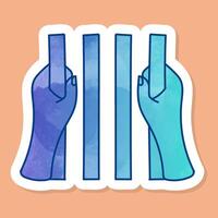 Jail bars color sticker vector
