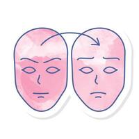 Deep fake icon face swap pink watercolor hand drawn vector
