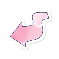 back arrow icon in pink watercolor sticker vector