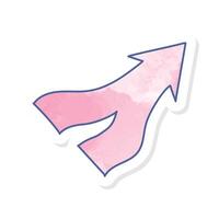 Arrow icon in pink watercolor sticker vector