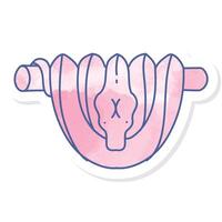 Green tree python icon in pink watercolor sticker vector