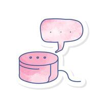 Ai device virtual assistant icon in pink watercolor sticker vector