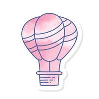 Hot air balloon icon in pink watercolor sticker vector