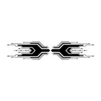 Modern Digital Circuit Element In Black And White, Minimalist Technology Concept vector