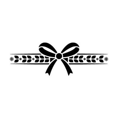Black Bow Foliage Border On White Background Illustration