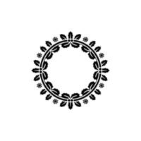 Elegant Christmas Wreath Frame With Holly And Snowflakes, Black And White vector