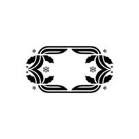 Minimalist Christmas Frame With Holly And Snowflakes vector