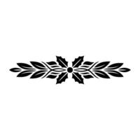 Elegant Black Laurel And Holly Border On White Background vector