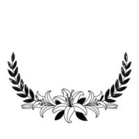 Elegant Lily Olive Branch Wreath Illustration, Botanical vector