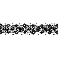 Minimalist Swirl Border With Black And White Floral Elements vector