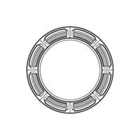 Minimalist Geometric Circle Frame, Black White Element vector