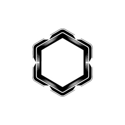 Geometric Hexagon, Modern Black White, Template