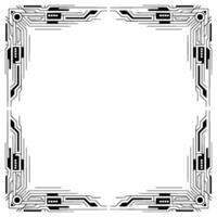Art Deco Tech Frame Abstract Geometric Border On White vector