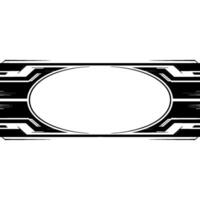 Futuristic Oval Frame Element, Black And White vector