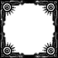 Geometric Aztec Frame With Steampunk Gears, Blank Center vector