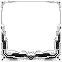 Futuristic Circuit Board Frame, Black White, Technology Border vector