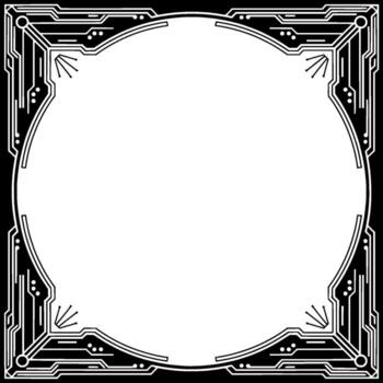 tecnología marco circuito tablero borde, vacío espacio, resumen negro blanco vector